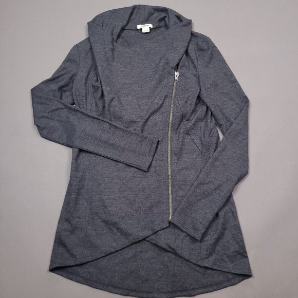 Helmut Lang Wool Sonar Motto Zip Jacket Size P Shawl Neck Asymmetrical Medium